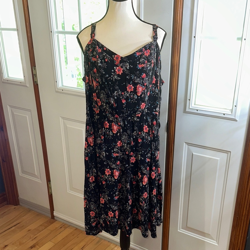 Torrid Black and Red Floral Dress